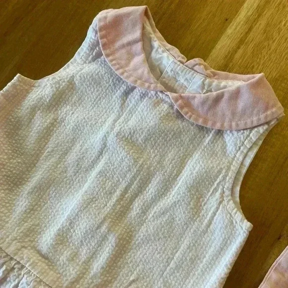 Hope & Henry White Pink Seersucker Dress Peter Pan Collar, size 2T - Picture 3 of 5